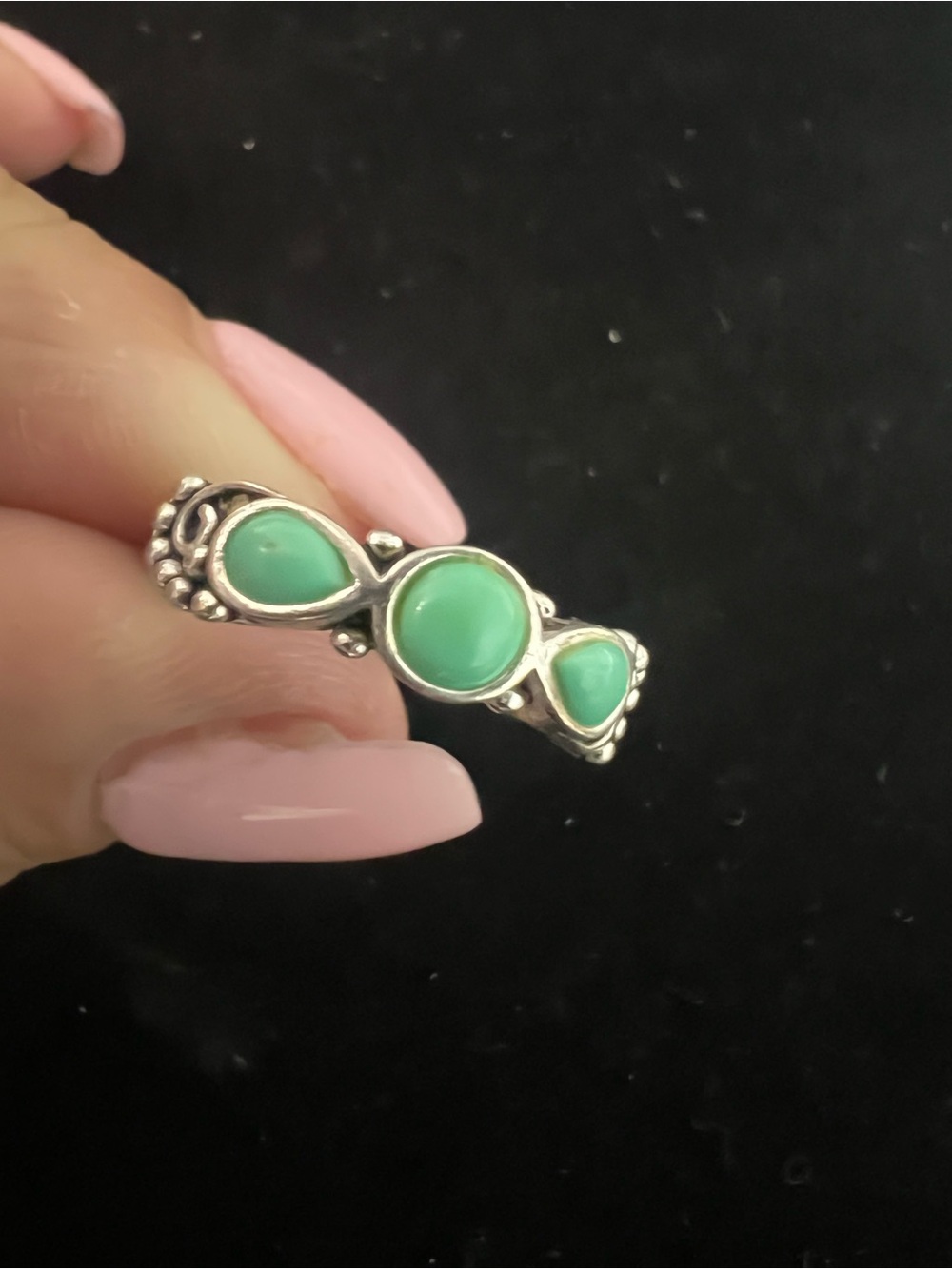 925 STERLING SILVER 3 STONE TURQUOISE BAND